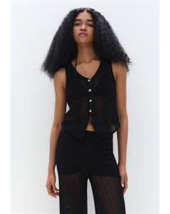 Жилет OPENWORK WITH BUTTONS, черный Pull & bear