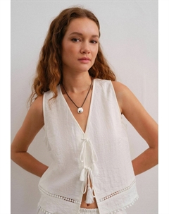 Блуза TIE FRONT SLEEVELESS, белый Next