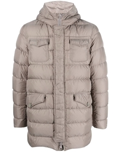 Пуховик на молнии с капюшоном, серый Herno