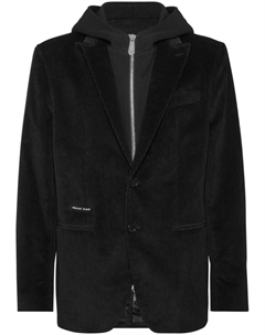 Бархатный блейзер с капюшоном, черный Philipp plein