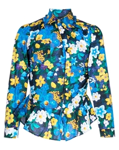 Рубашка с баской и цветочным принтом, синий Egonlab.