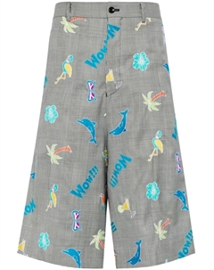 Homme клетчатые шорты с вышивкой, серый Comme des garcons