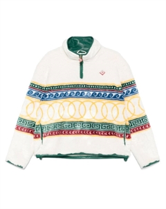 Жаккардовый свитер из искусственного меха, белый Casablanca