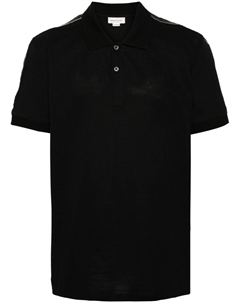 Хлопковая рубашка-поло с логотипом на ленте, черный Alexander mcqueen