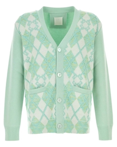 Кардиган с узором «аргайл» и интарсией, зеленый Givenchy