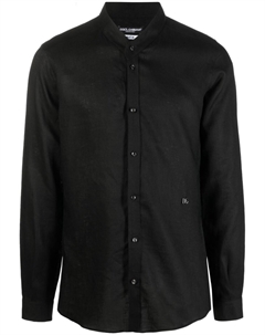 Льняная рубашка с логотипом, черный Dolce&gabbana