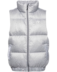 AAPE BY * дутый жилет с нашивкой-логотипом, серый A bathing ape®