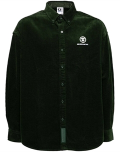 AAPE BY * вельветовая рубашка с нашивкой-логотипом, зеленый A bathing ape®