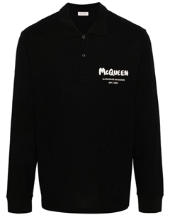 Рубашка поло с вышитым логотипом, черный Alexander mcqueen