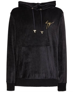Бархатное худи с вышитым логотипом, черный Giuseppe zanotti
