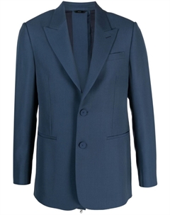 Однобортный пиджак с заостренными лацканами, синий Fendi
