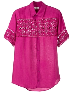 Рубашка с короткими рукавами и вставкой в технике кроше, розовый Amir slama