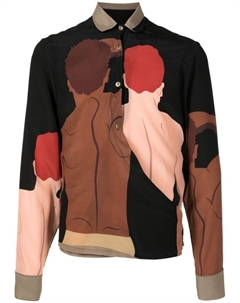 Шелковая рубашка с графичным принтом, коричневый Amir slama