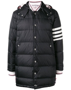 Пуховик на кнопках со съемным капюшоном и полосками 4-Bar, черный Thom browne