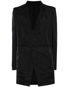 Однобортный пиджак из смесового шелка, черный Rick owens