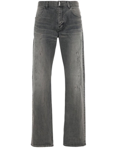 Прямые джинсы с эффектом потертости и логотипом, серый Givenchy