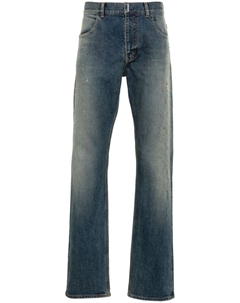 Прямые джинсы с эффектом потертости и логотипом, синий Givenchy