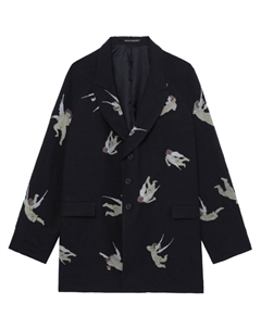 Однобортный пиджак с принтом, черный Yohji yamamoto