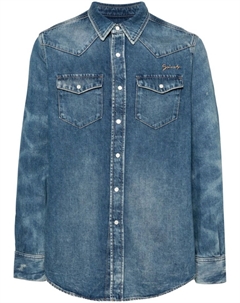 Рубашка с вышитым логотипом, синий Givenchy