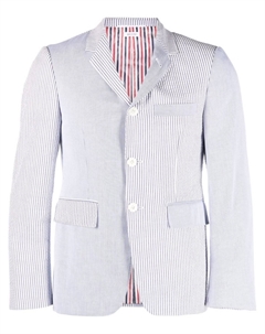 Блейзер строгого кроя из жатого хлопка в стиле пэчворк, синий Thom browne