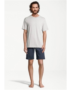 Пижама HOME SET, цвет Dunkelblau Gestreift Grau Schiesser