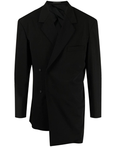 Двубортный пиджак с драпировкой, черный Yohji yamamoto