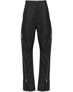 Прямые брюки с молниями, черный Rick owens