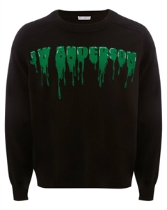 Джемпер вязки интарсия с логотипом, черный Jw anderson