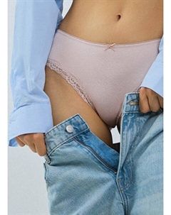 Трусы-бразилиана с кружевом, 3 шт., Розовый Ostin
