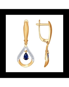 Серьги длинные из золота с бриллиантами и сапфирами Sokolov