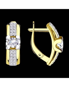 Серьги из желтого золота с фианитами Sokolov