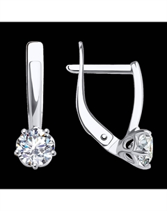 Серьги из белого золота с фианитами Sokolov