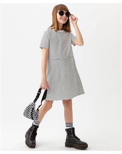 Платье белое с принтом в полоску Button blue