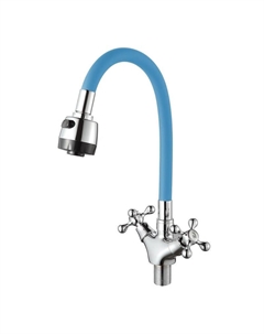 Смеситель для кухни D153810-6T цвет Хром Синий D-lin