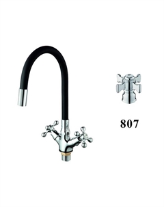 Смеситель для кухни D153807-1 цвет Хром Черный D-lin