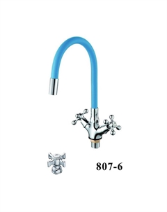 Смеситель для кухни D153807-6 цвет Хром Синий D-lin