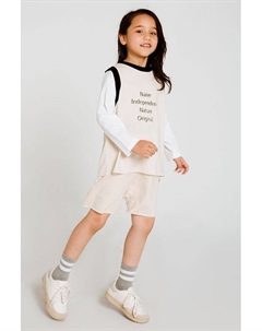 Лонгслив хлопковый с эффектом 2в1 Nininono