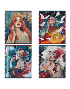 Тетрадь Impressive 48л А5 70г/кв.м клетка на гребне soft-touch ламинация тиснение фол Greenwich line