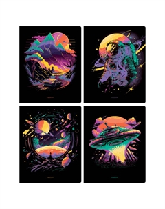 Тетрадь Просторы Вселенной 48л А5 65 г/кв.м клетка неоновый пантон Bg