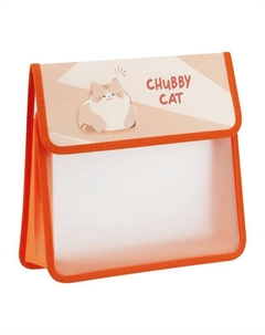 Папка для тетрадей Chubby cat А5 230х215х40 2 отделения пластик на липучке персиковый Artspace