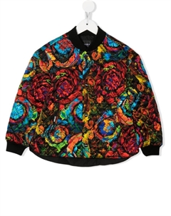 Kids стеганый бомбер с цветочным принтом, черный Versace