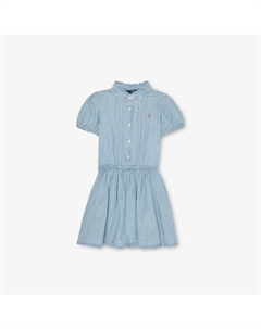 Платье джинсовое детское с расклешенными рукавами-фонариками, синий Polo ralph lauren