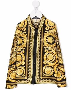 Kids шелковая рубашка с принтом Barocco Kids, желтый Versace