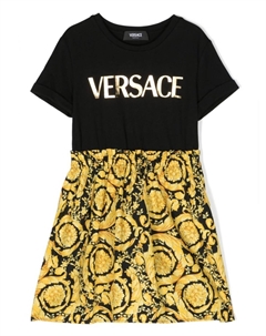 Kids платье с принтом Barocco, черный Versace