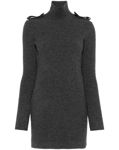 Мини-платье с воротником-стойкой в рубчик, серый Alexander mcqueen