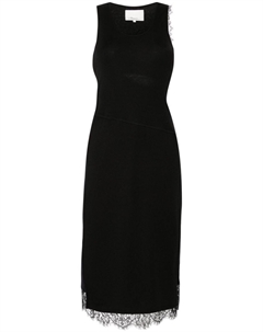 Платье миди асимметричного кроя с кружевом, черный 3.1 phillip lim