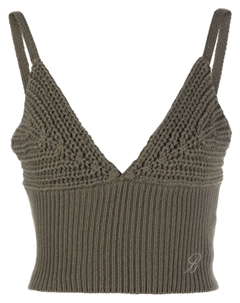 Шерстяной топ с V-образным вырезом, зеленый Blumarine