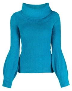 Джемпер с высоким воротником и объемными рукавами, синий Liu jo