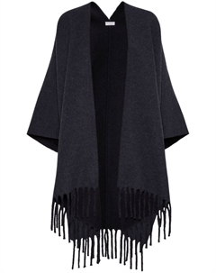 Пончо с бахромой, серый Brunello cucinelli