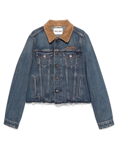 Джинсовая куртка с вельветовым воротником, синий Miu miu